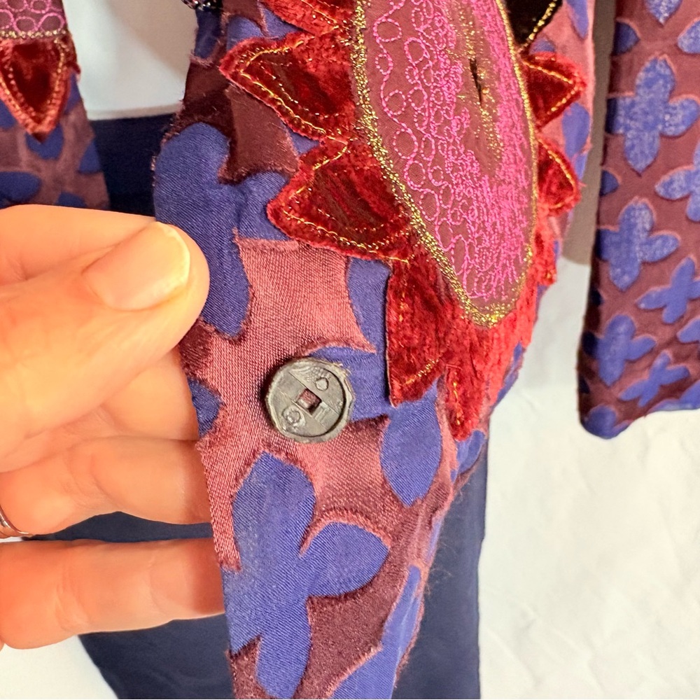 Ruby Cho Silk Blend Burnout Embroidered Jacket Fl… - image 3